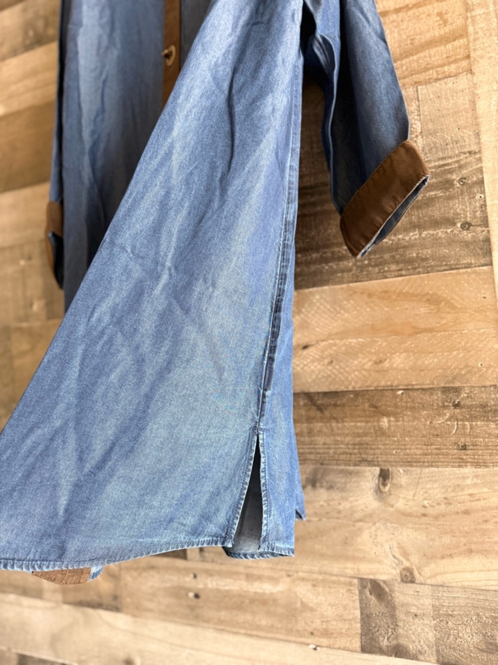 Soft Surroundings Blue Dress with Brown Trim - Picture 8 of 12